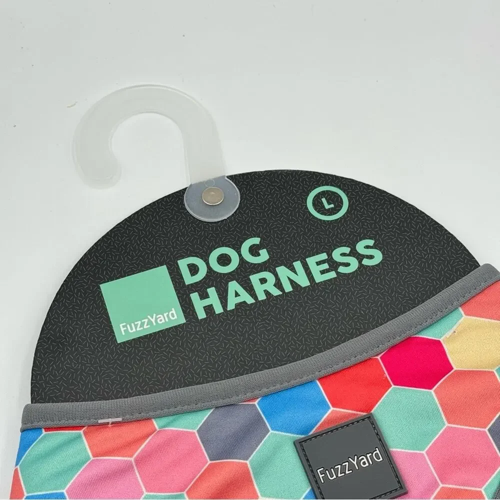 Fuzz Yard Grey Colorful Hexagon Print Adjustable Harness Dog’s Size Large